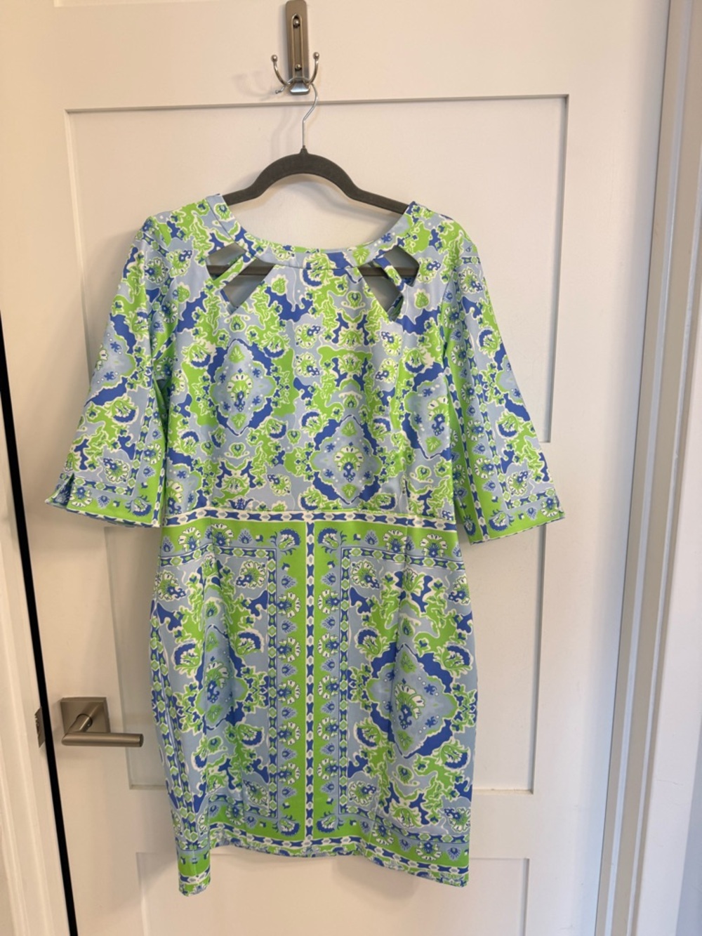 Gretchen Scott Designs Blue & Green Cutout Sheath Dress